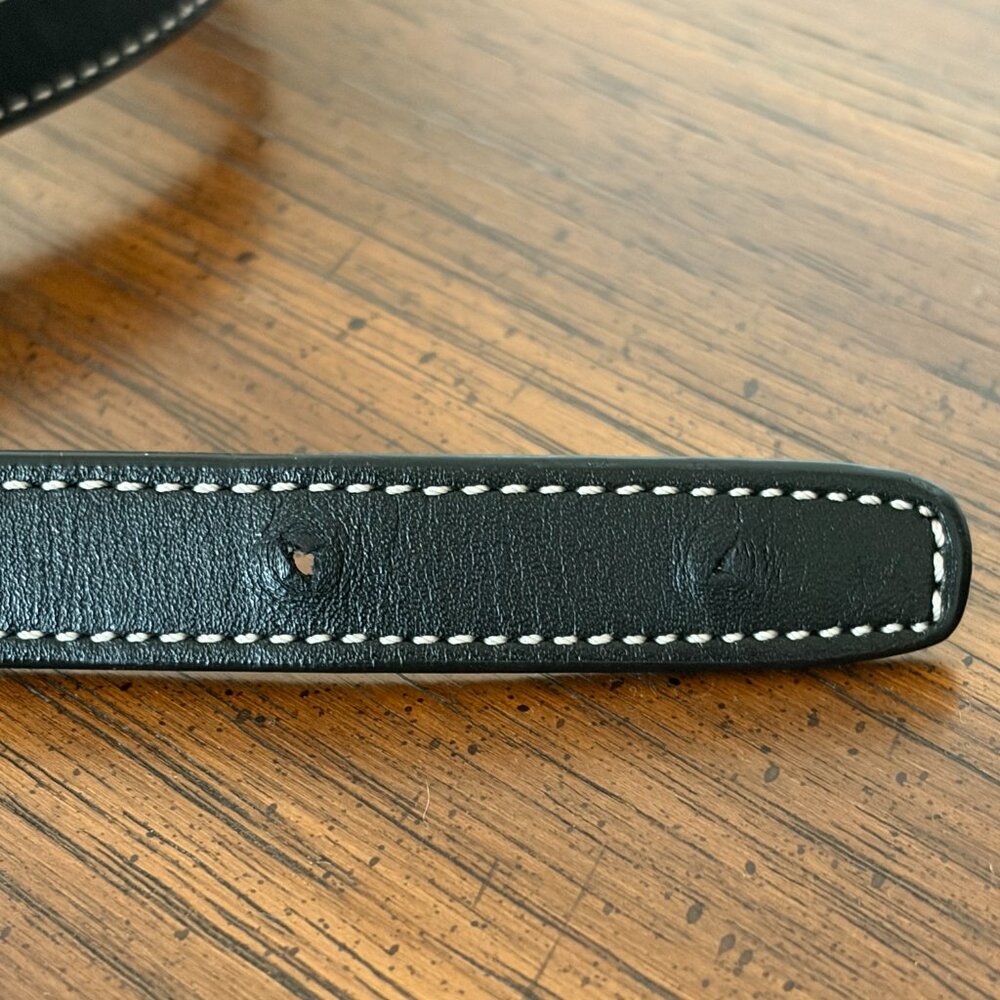 Coach Black Leather Belt with White Contrast Stitching - Picture 5 of 7